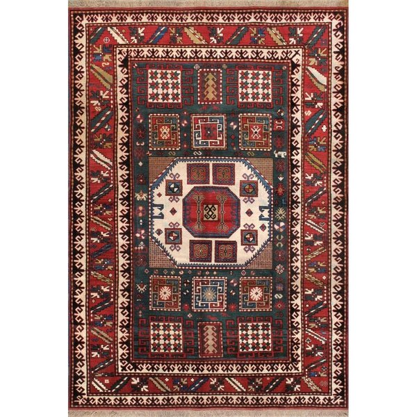 Pasargad Home 5 ft. 10 in. x 8 ft. 6 in. Kazak Collection Hand-Knotted Wool Area Rug 69062 6x9